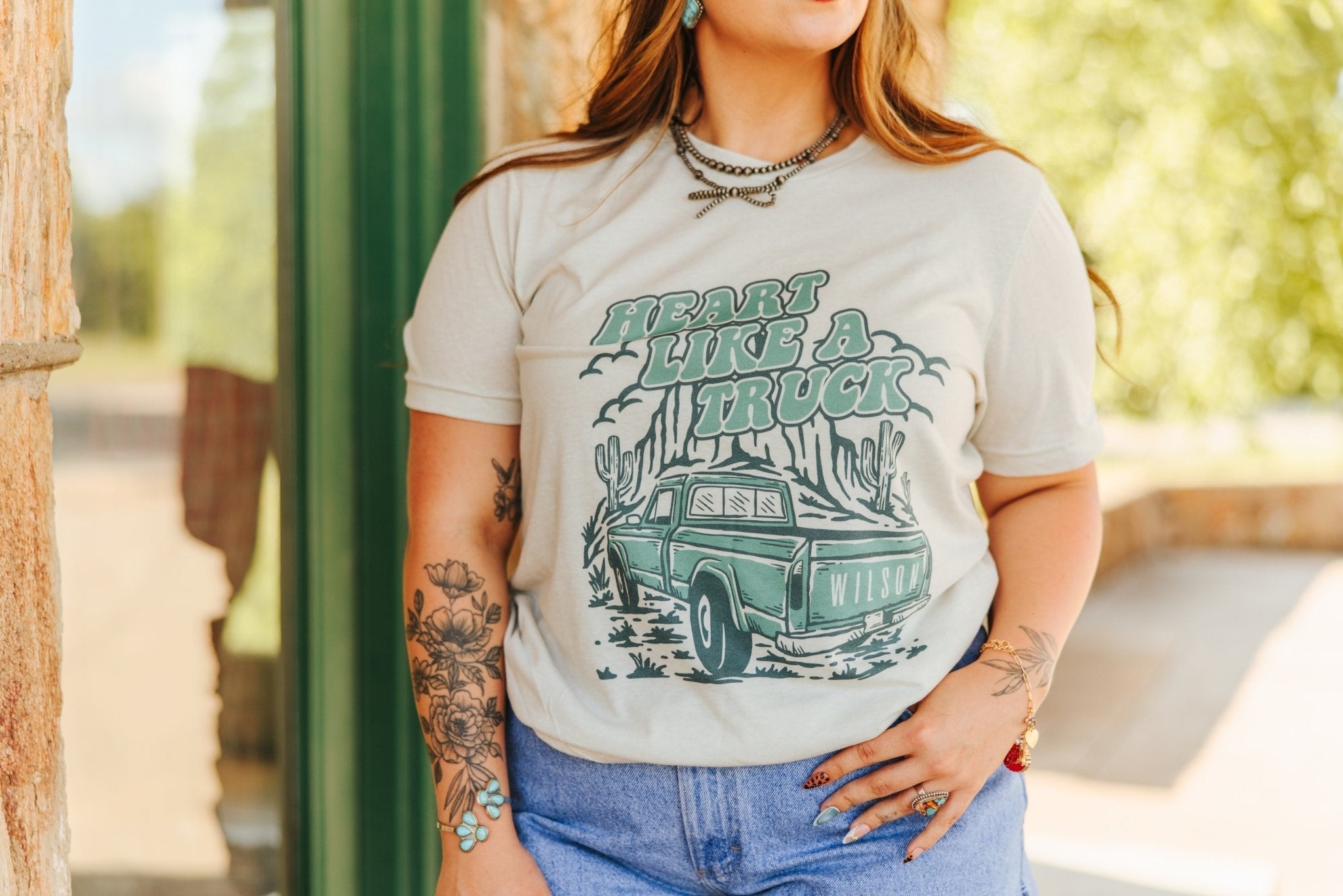 Heart Like A Truck Graphic Tee - Turquoise - Rooted & Reckless Co.