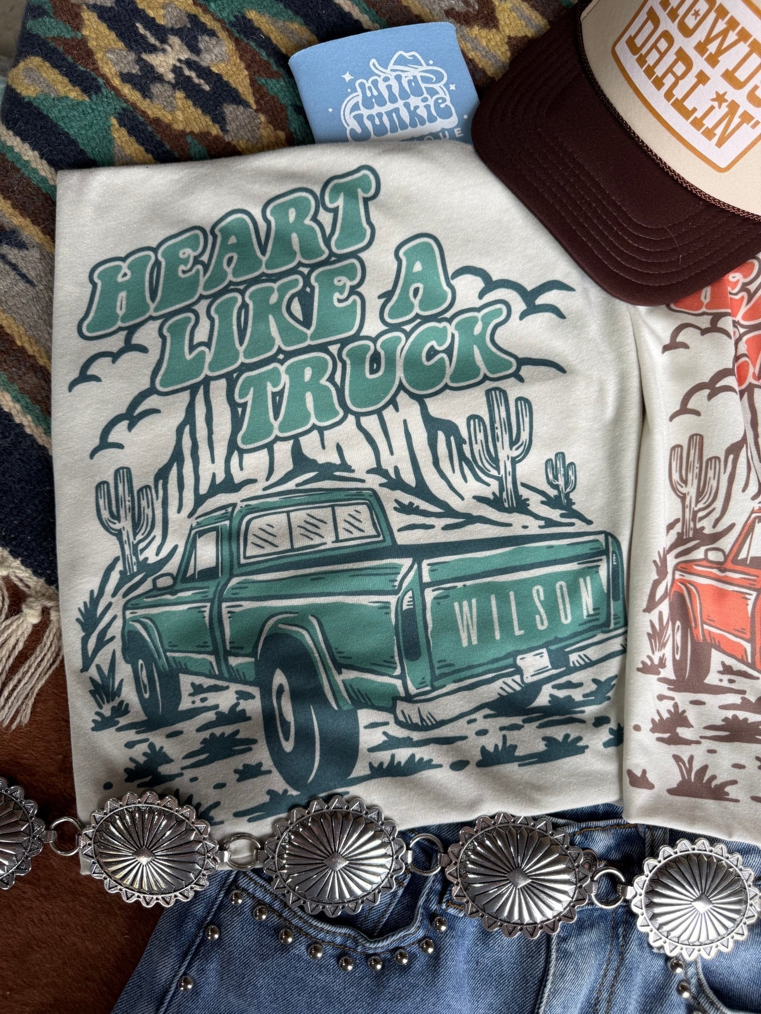 Heart Like A Truck Graphic Tee - Turquoise - Rooted & Reckless Co.