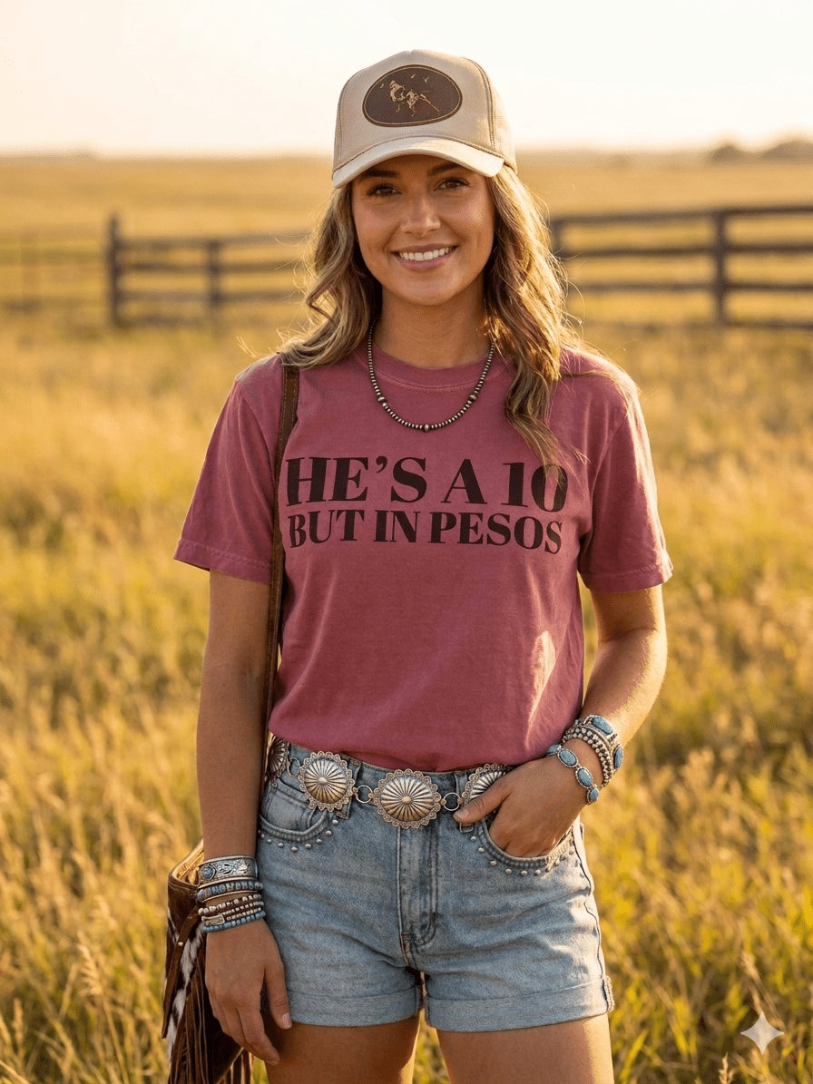 He's A 10 But In Pesos Graphic Tee - Rooted & Reckless Co.