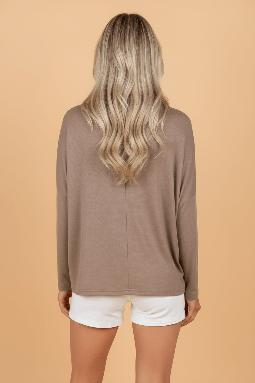 High Neck Long Sleeve Shift Blouse - Rooted & Reckless Co.