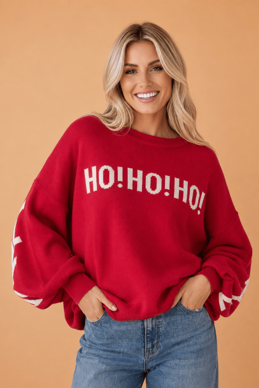 Ho Ho Ho Merry Christmas Drop Shoulder Sweater - Rooted & Reckless Co.