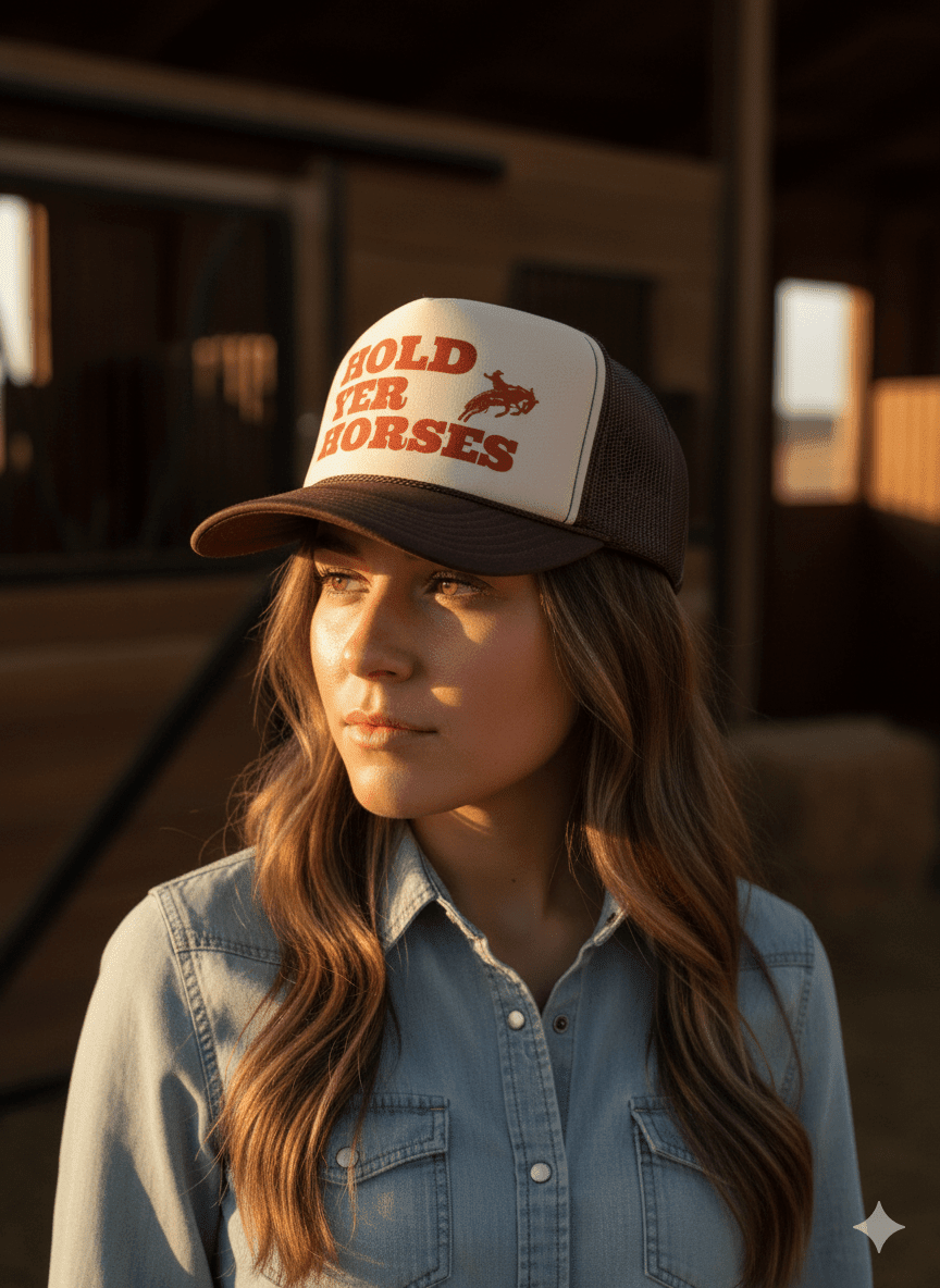 Hold Yer Horses Trucker Hat - Rooted & Reckless Co.