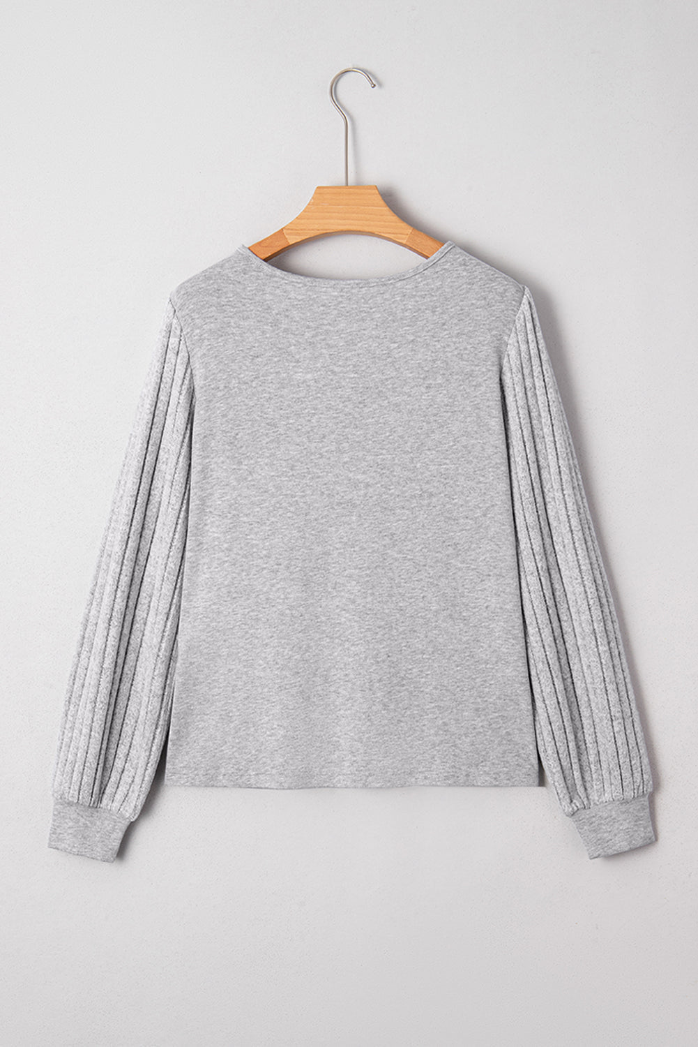 Hollow Lace Ribbed Knit Patchwork Long Sleeve Top - Rooted & Reckless Co.