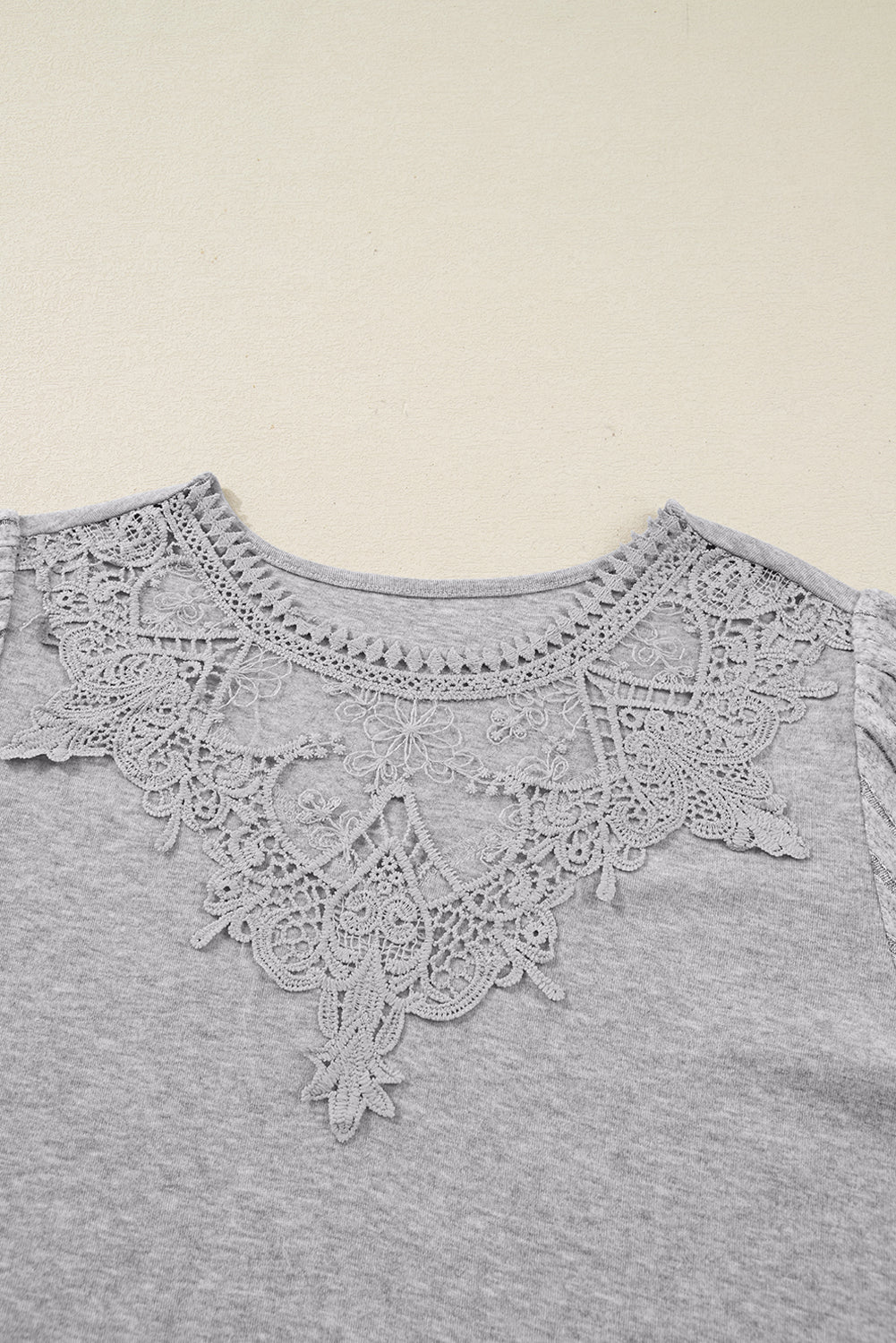 Hollow Lace Ribbed Knit Patchwork Long Sleeve Top - Rooted & Reckless Co.