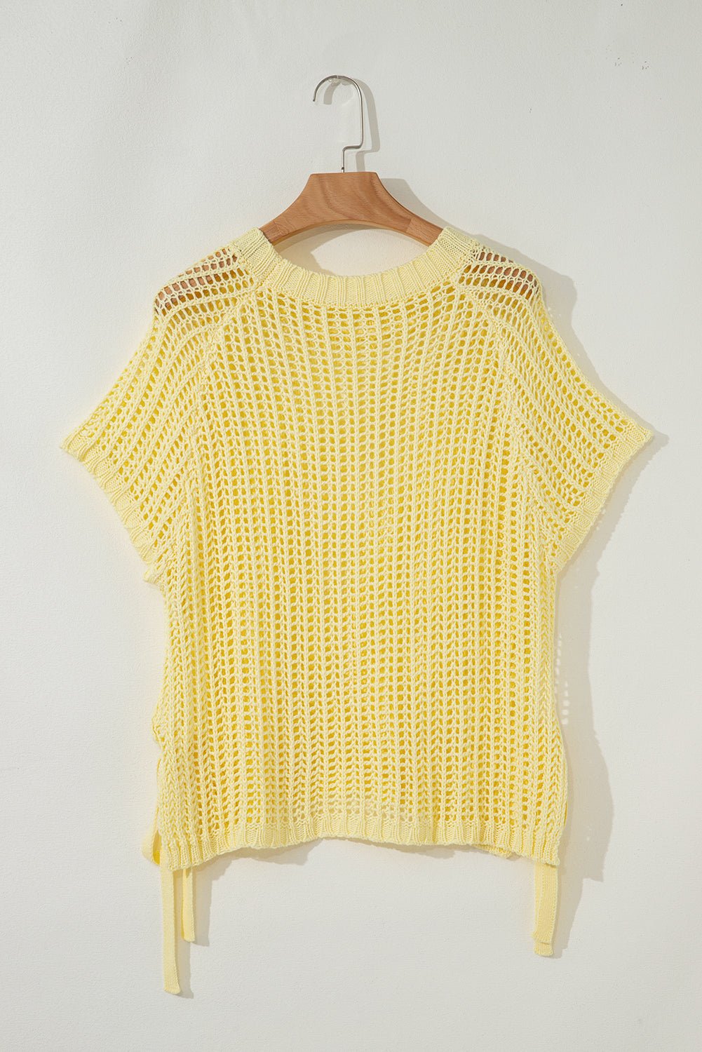 Hollow-out Crochet Tie Side Short Sleeve Sweater - Rooted & Reckless Co.