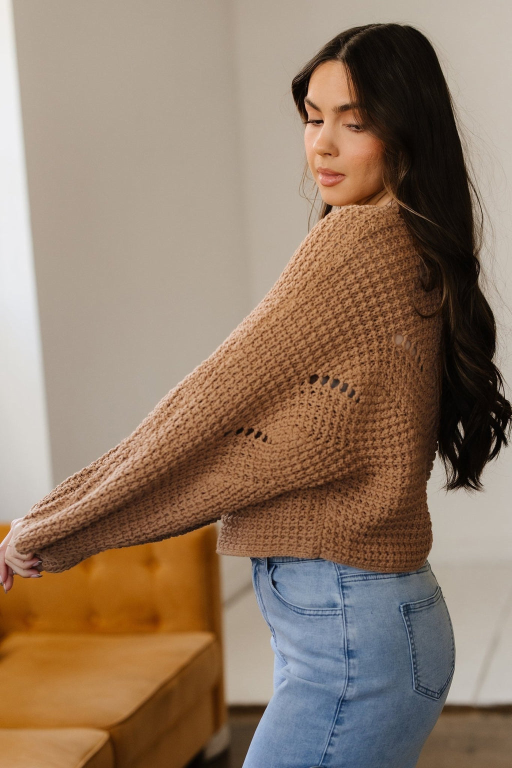 Hollowed Knit Wide Sleeve Pullover Sweater - Rooted & Reckless Co.