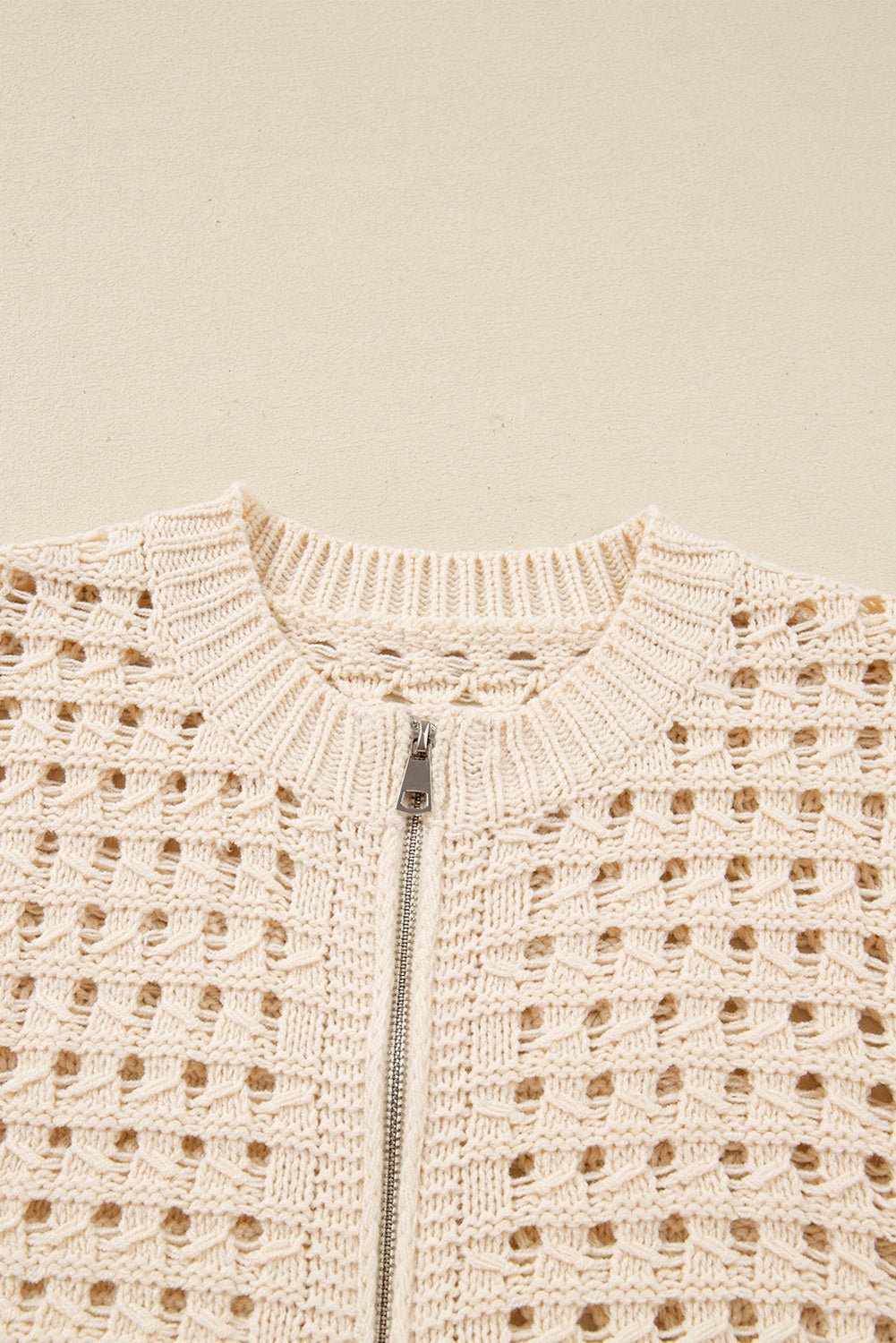 Hollowed Knit Zip Up Sweater Cardigan - Rooted & Reckless Co.