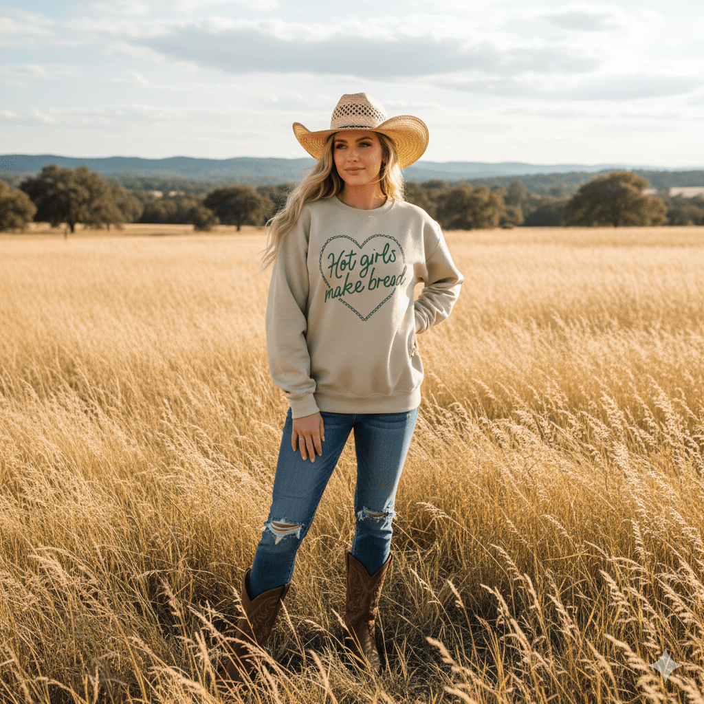 Hot Girls Make Bread Graphic Sweatshirt - Rooted & Reckless Co.
