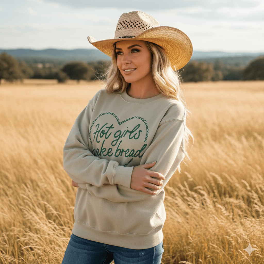 Hot Girls Make Bread Graphic Sweatshirt - Rooted & Reckless Co.