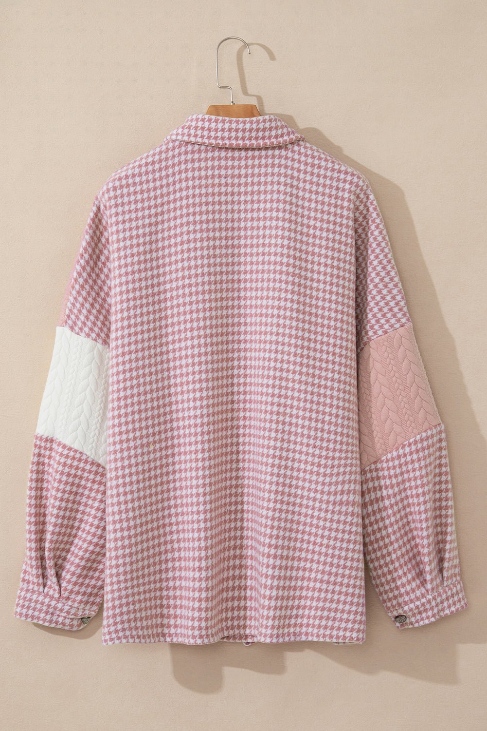 Houndstooth Colorblock Textured Patchwork Shacket - Rooted & Reckless Co.