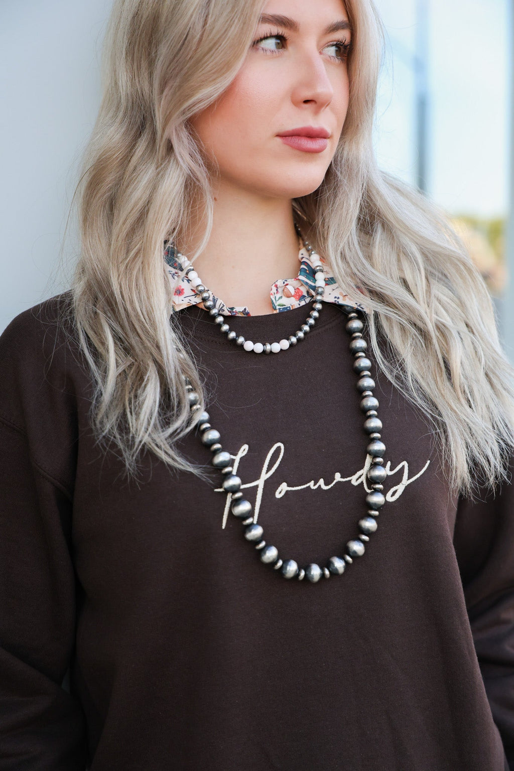 "Howdy" Embroidered Western Sweatshirt — Soft Gildan Fabric Cowboy Welcome - Rooted & Reckless Co.