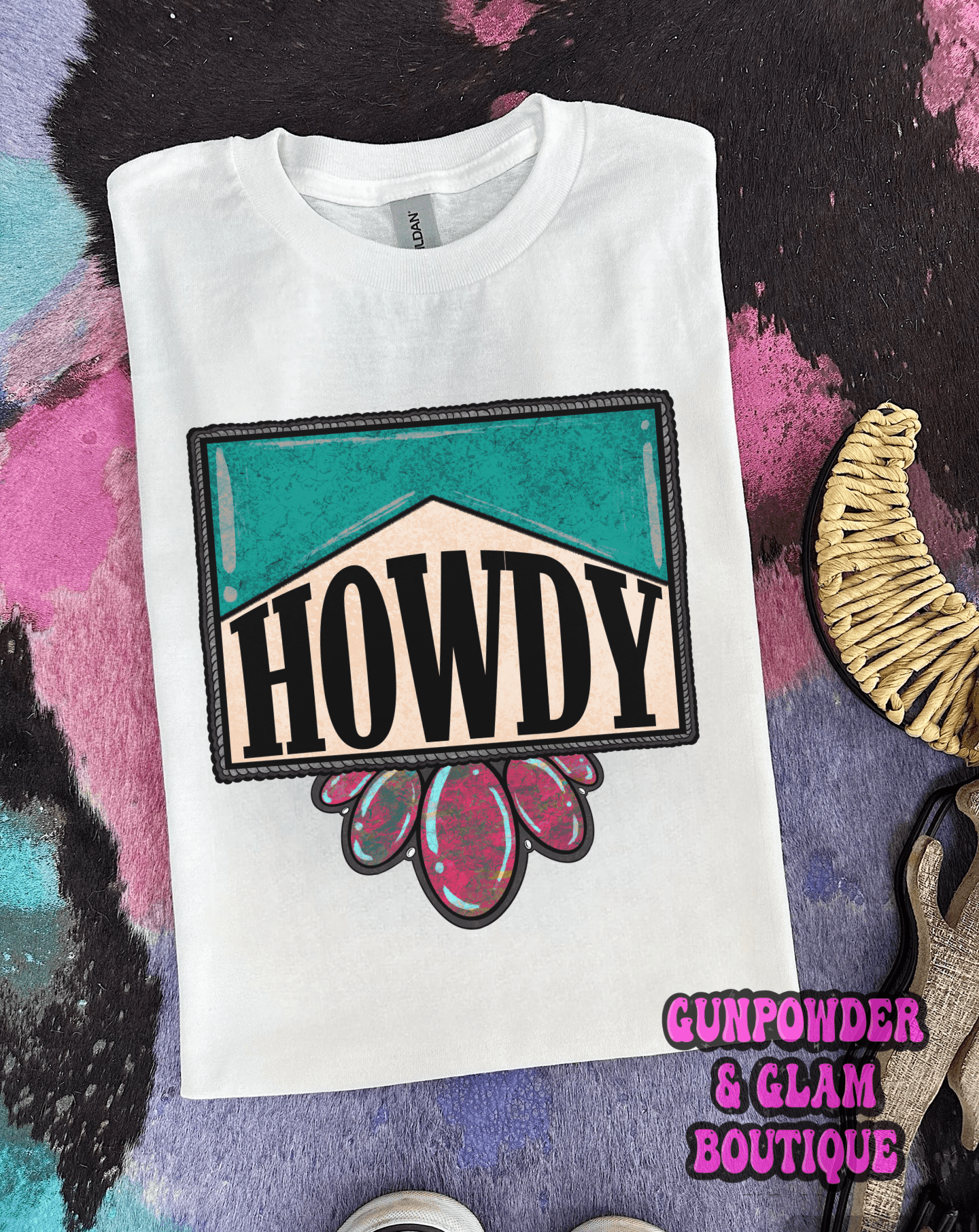 Howdy Jewel Tee - Rooted & Reckless Co.