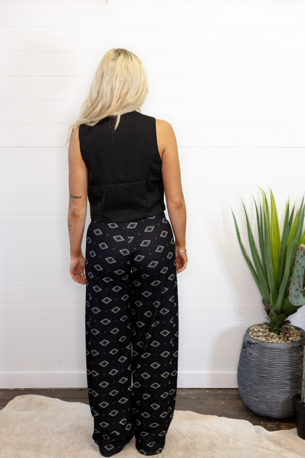 HYFVE Black V-Neck Hidden Button Sleeveless Western Vest — Crop Hem Versatile Layering Piece - Rooted & Reckless Co.