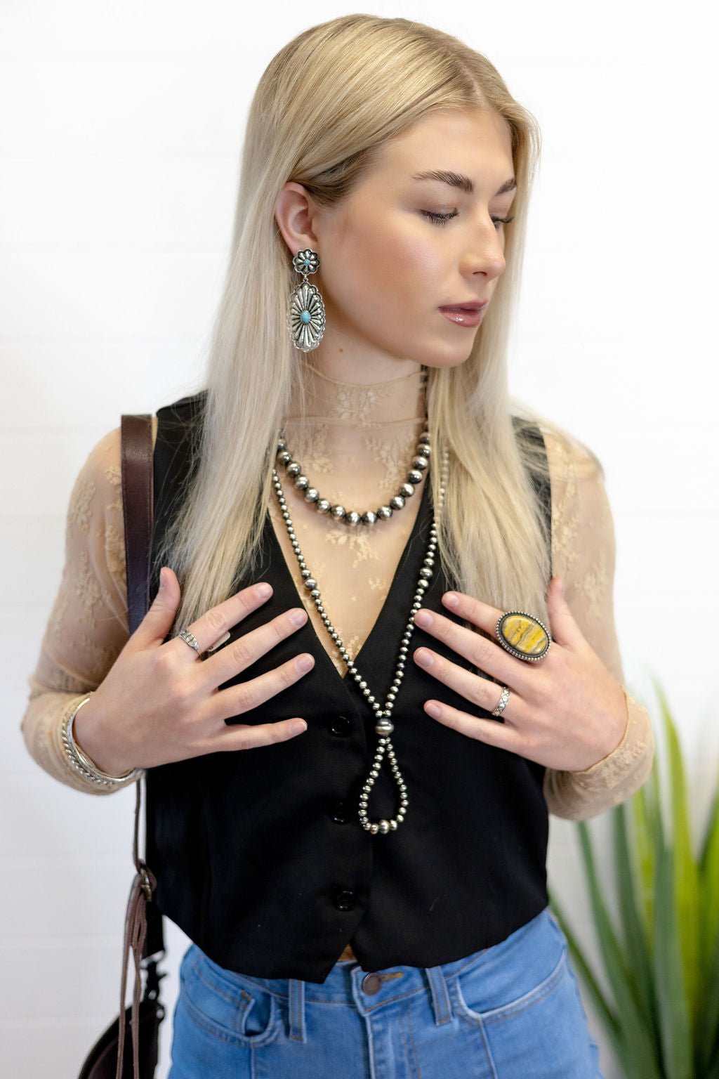 HYFVE Black V-Neck Hidden Button Sleeveless Western Vest — Crop Hem Versatile Layering Piece - Rooted & Reckless Co.