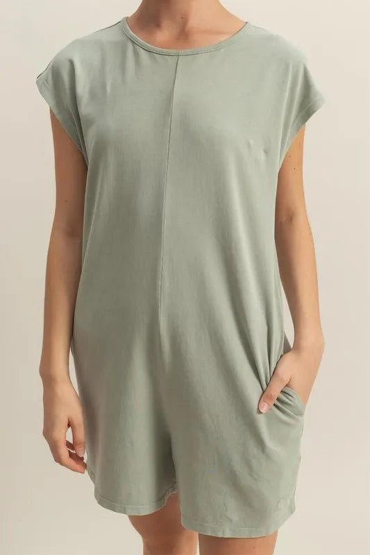 HYFVE Round Neck Cap Sleeve Relaxed Fit Breezy Romper - Rooted & Reckless Co.