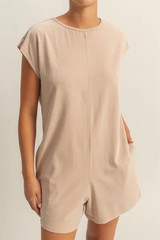 HYFVE Round Neck Cap Sleeve Relaxed Fit Breezy Romper - Rooted & Reckless Co.