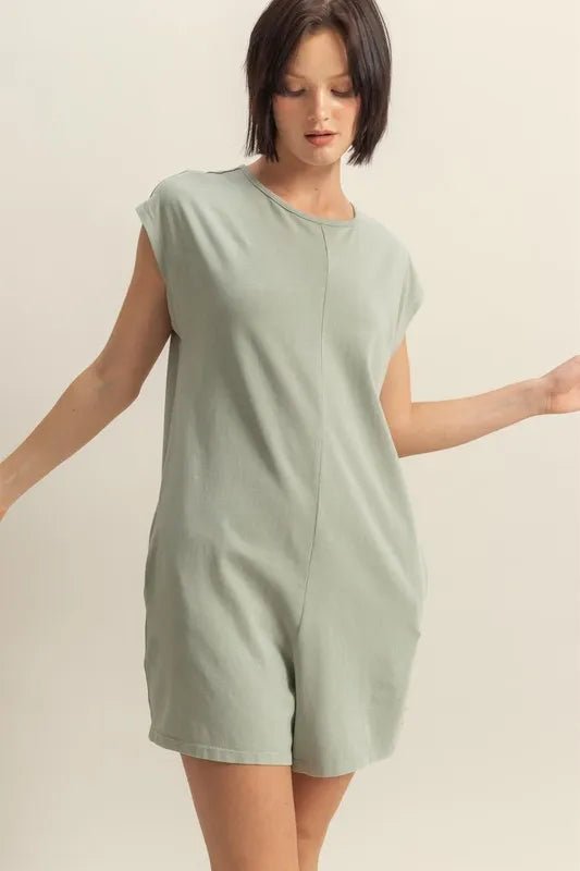 HYFVE Round Neck Cap Sleeve Relaxed Fit Breezy Romper - Rooted & Reckless Co.