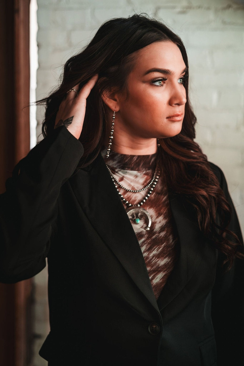 HYFVE Single-Button Notched Lapel Western Blazer — Black with Collared Neck & Front Flap Pockets - Rooted & Reckless Co.