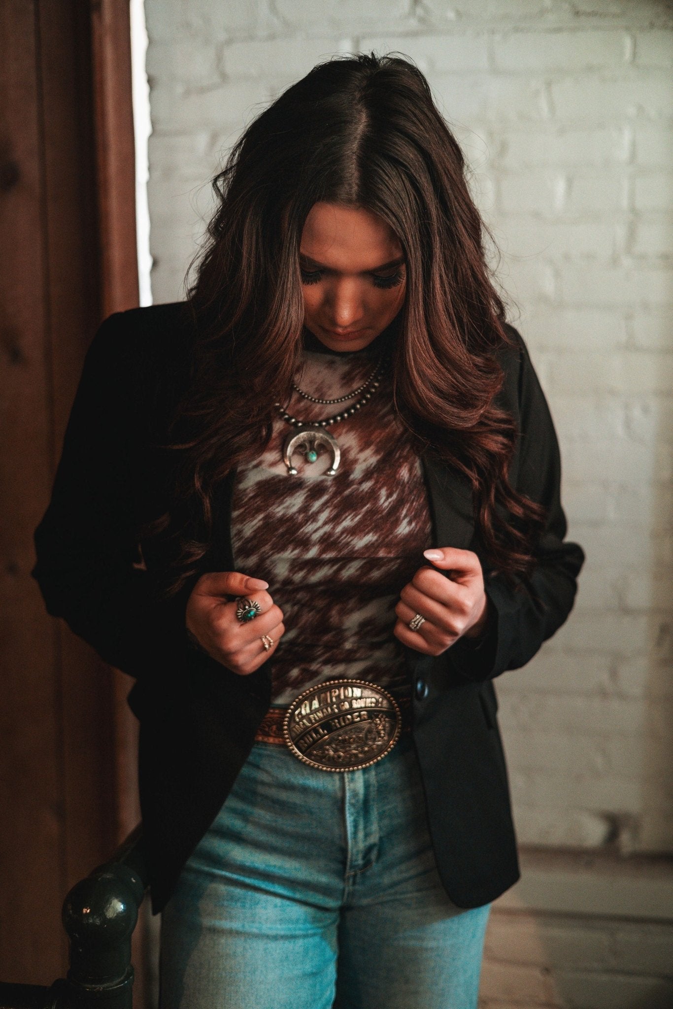 HYFVE Single-Button Notched Lapel Western Blazer — Black with Collared Neck & Front Flap Pockets - Rooted & Reckless Co.