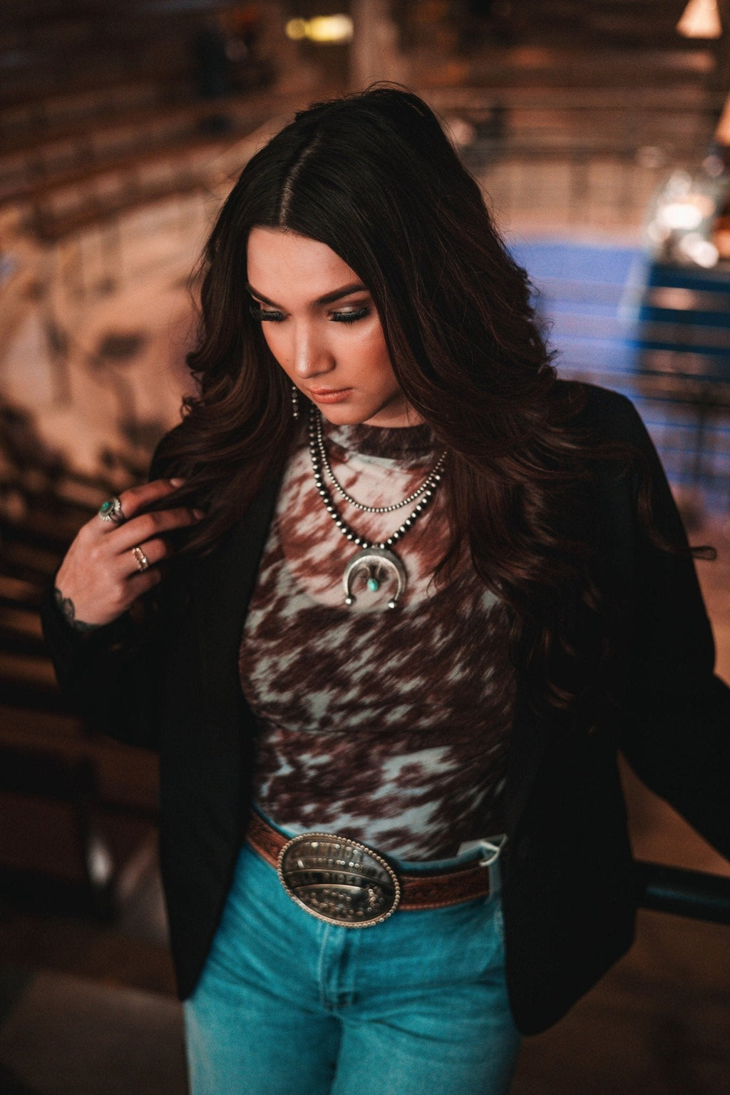 HYFVE Single-Button Notched Lapel Western Blazer — Black with Collared Neck & Front Flap Pockets - Rooted & Reckless Co.
