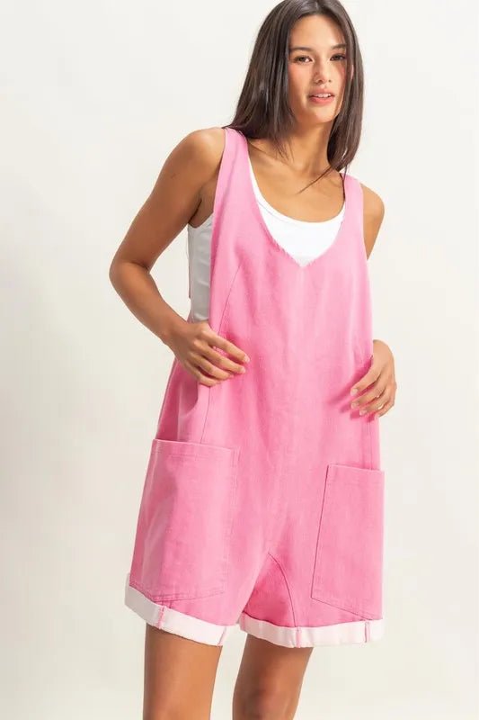 HYFVE V-Neck Pocket Detail Romper - Rooted & Reckless Co.