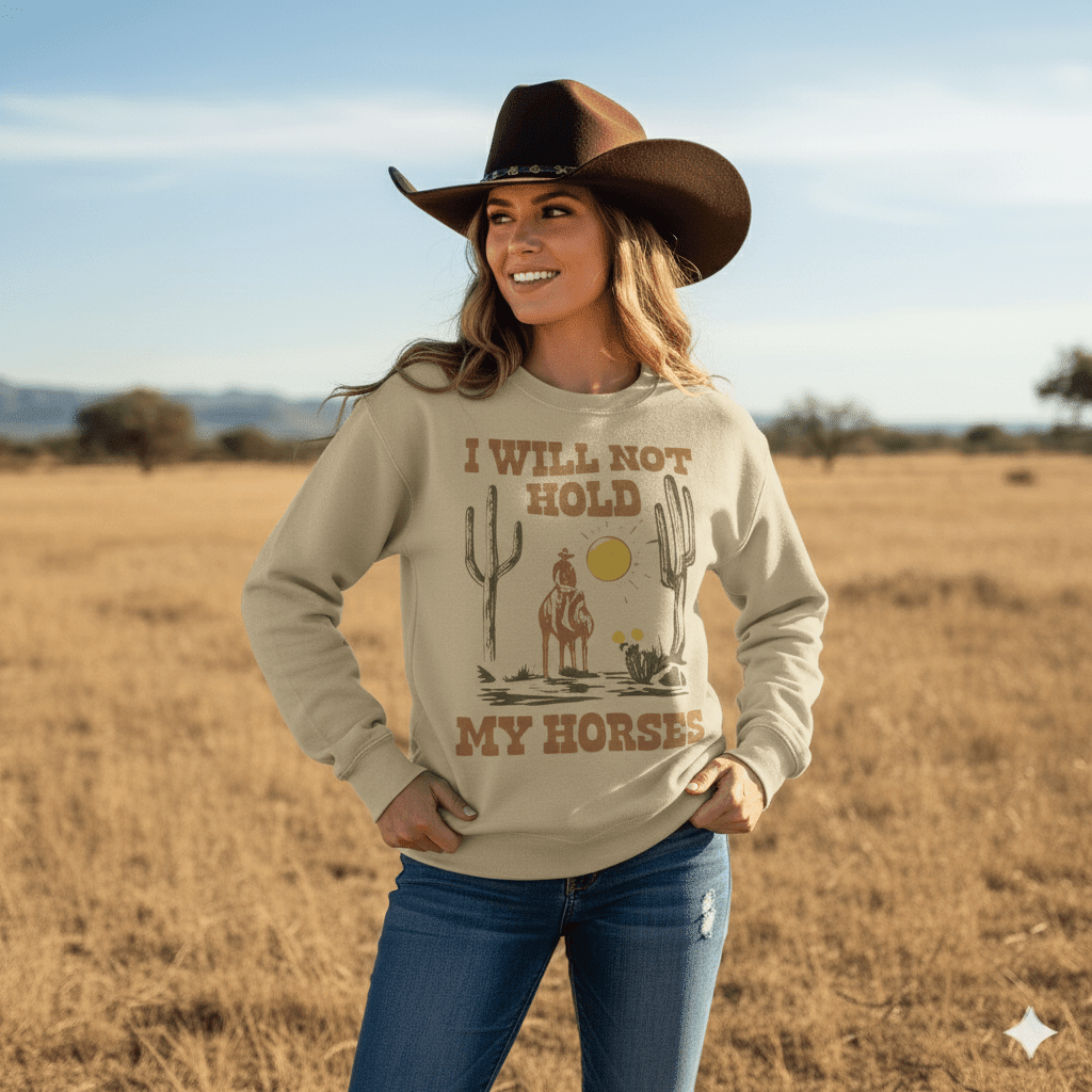 I Will Not Hold My Horses Graphic Sweatshirt - Rooted & Reckless Co.