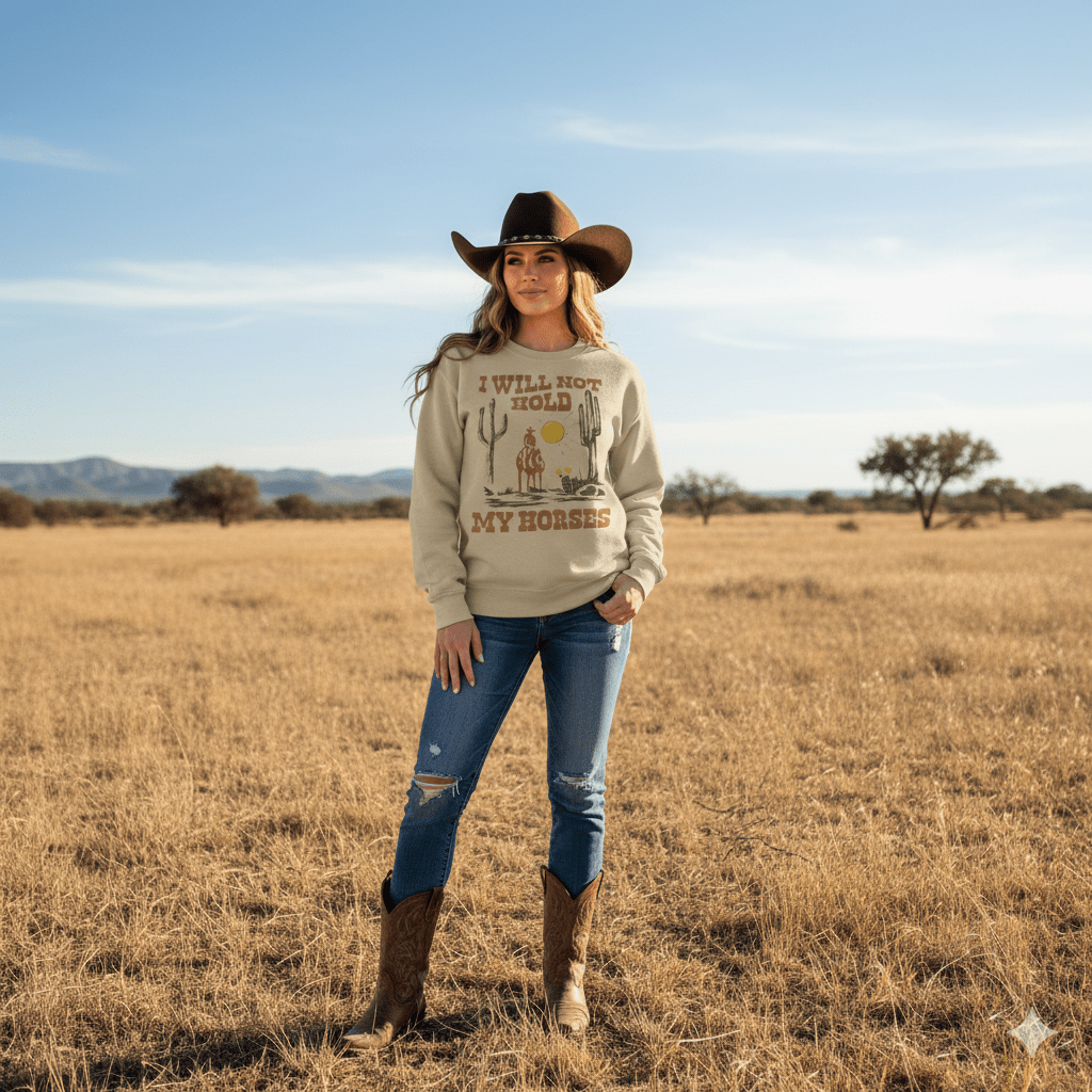 I Will Not Hold My Horses Graphic Sweatshirt - Rooted & Reckless Co.