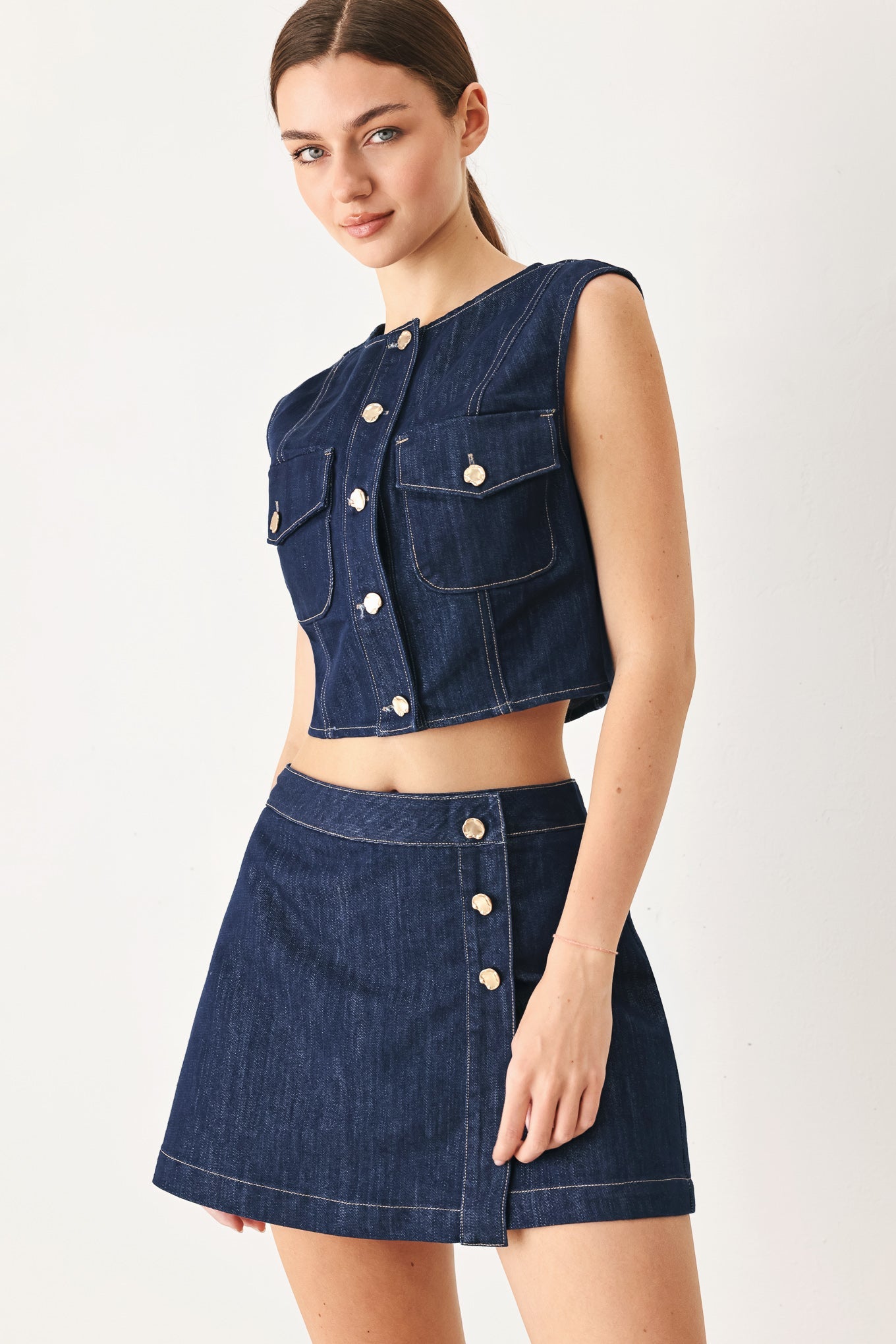 ICONIC INDIGO DENIM CROP VEST - Rooted & Reckless Co.
