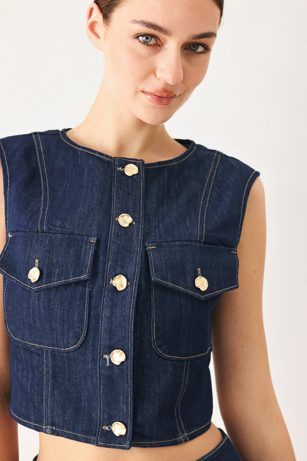 ICONIC INDIGO DENIM CROP VEST - Rooted & Reckless Co.