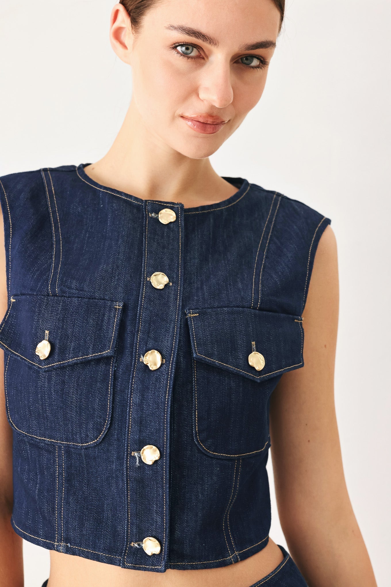 ICONIC INDIGO DENIM CROP VEST - Rooted & Reckless Co.