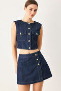 ICONIC INDIGO DENIM CROP VEST - Rooted & Reckless Co.