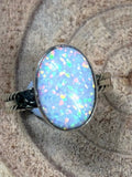 Isabelle Yazzie Navajo Handmade Sterling Silver Opal Statement Ring — Size 7 - Rooted & Reckless Co.
