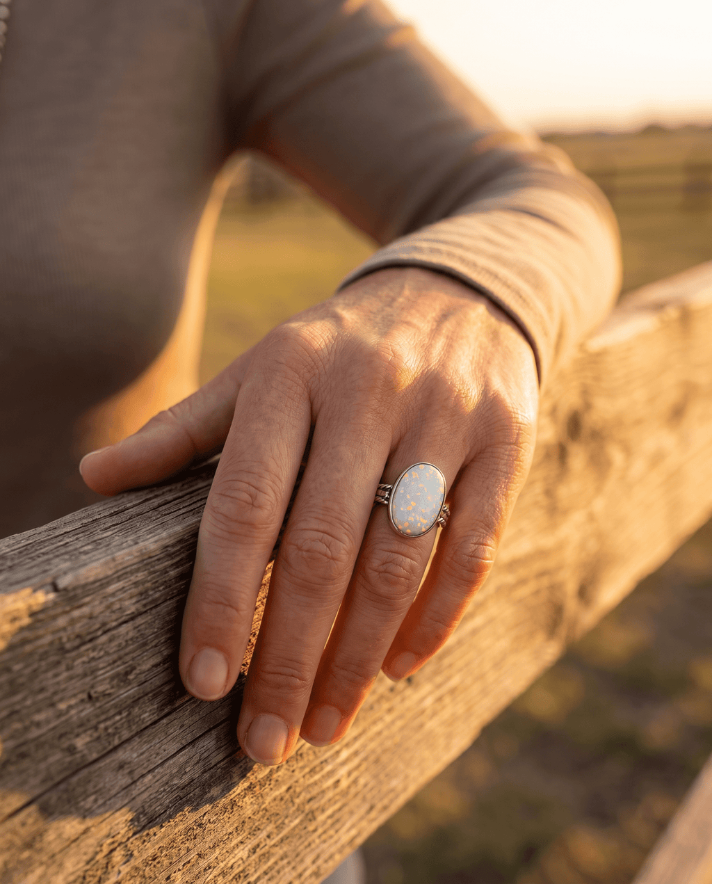 Isabelle Yazzie Navajo Handmade Sterling Silver Opal Statement Ring — Size 7 - Rooted & Reckless Co.