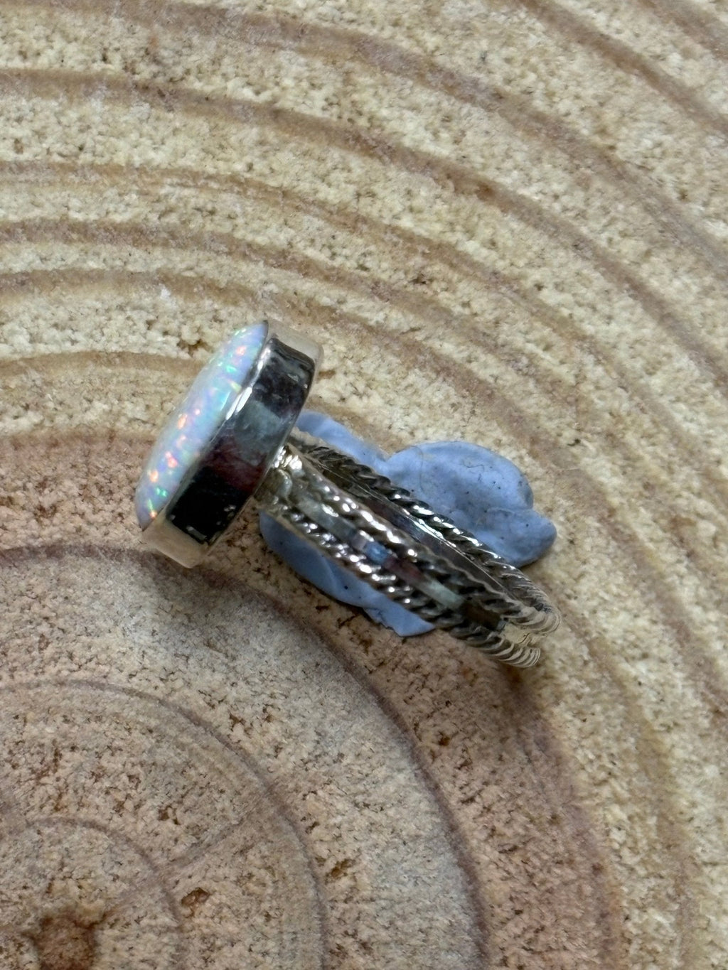 Isabelle Yazzie Navajo Handmade Sterling Silver Opal Statement Ring — Size 7 - Rooted & Reckless Co.