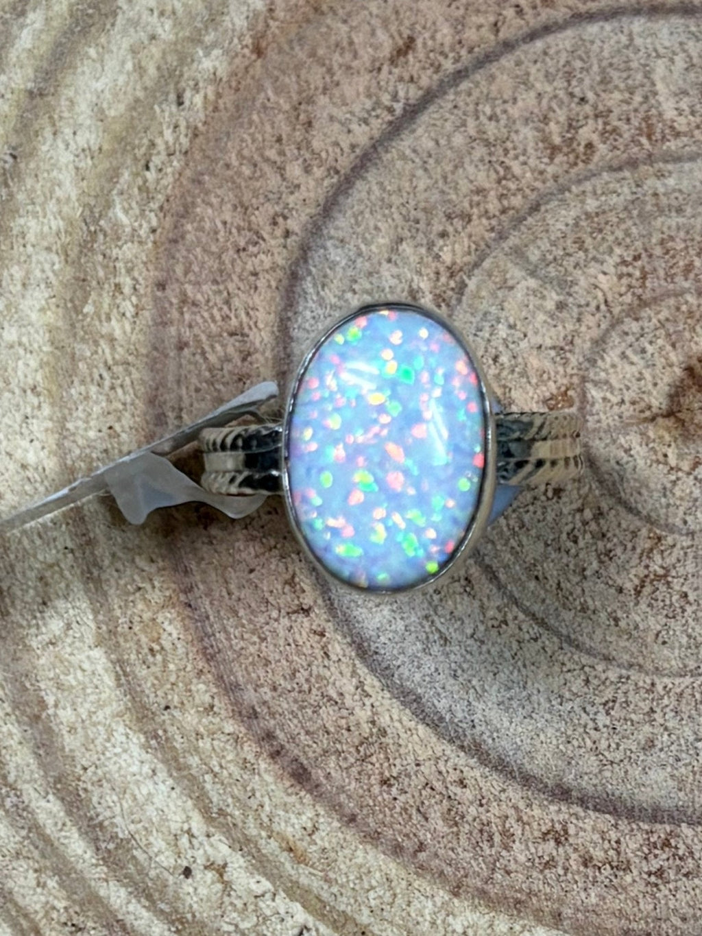 Isabelle Yazzie Navajo Handmade Sterling Silver Opal Statement Ring — Size 7 - Rooted & Reckless Co.