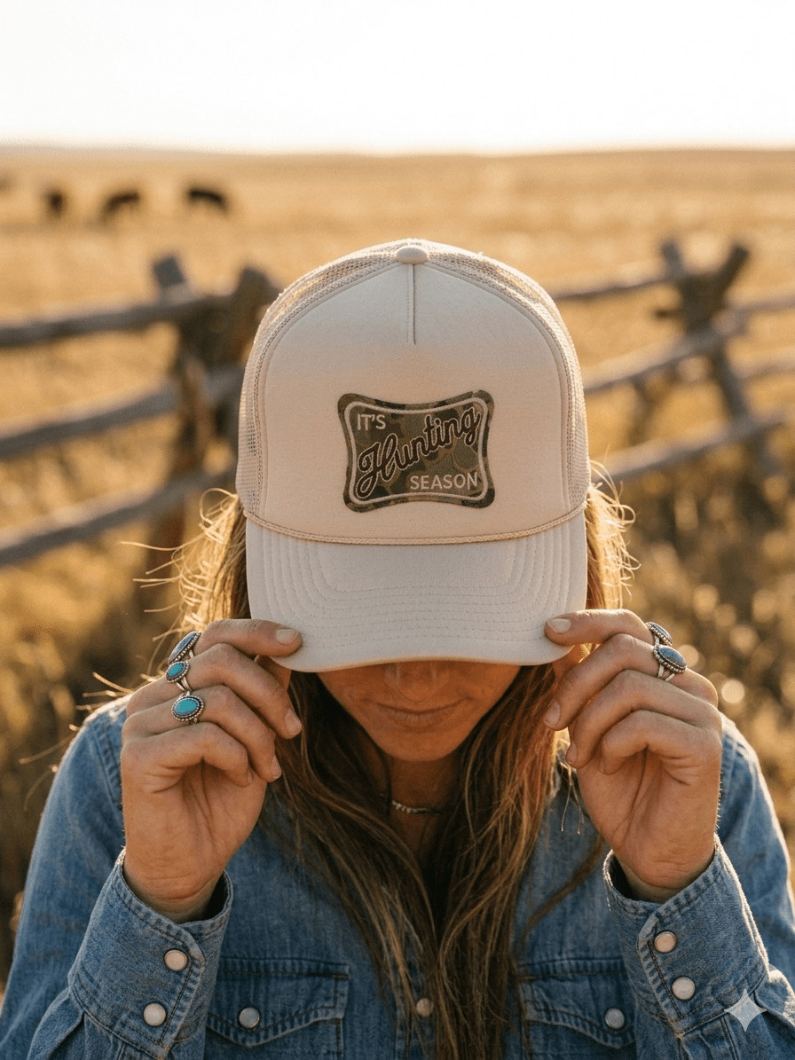 It's Hunting Season Patch Trucker Hat - Rooted & Reckless Co.
