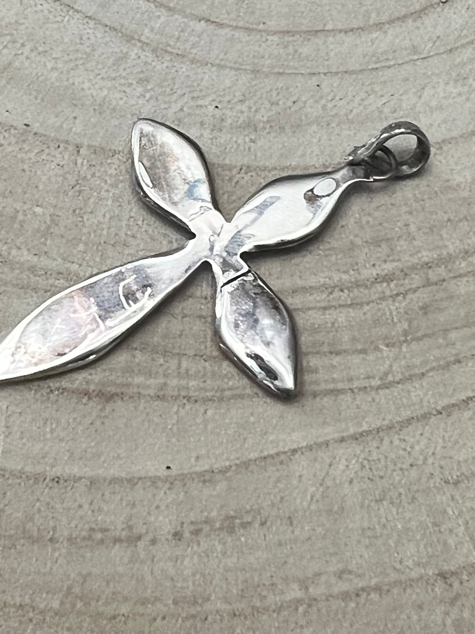 James Kee Navajo Turquoise & Opalite Inlay Cross Pendant — Sterling Silver, Signed JK - Rooted & Reckless Co.