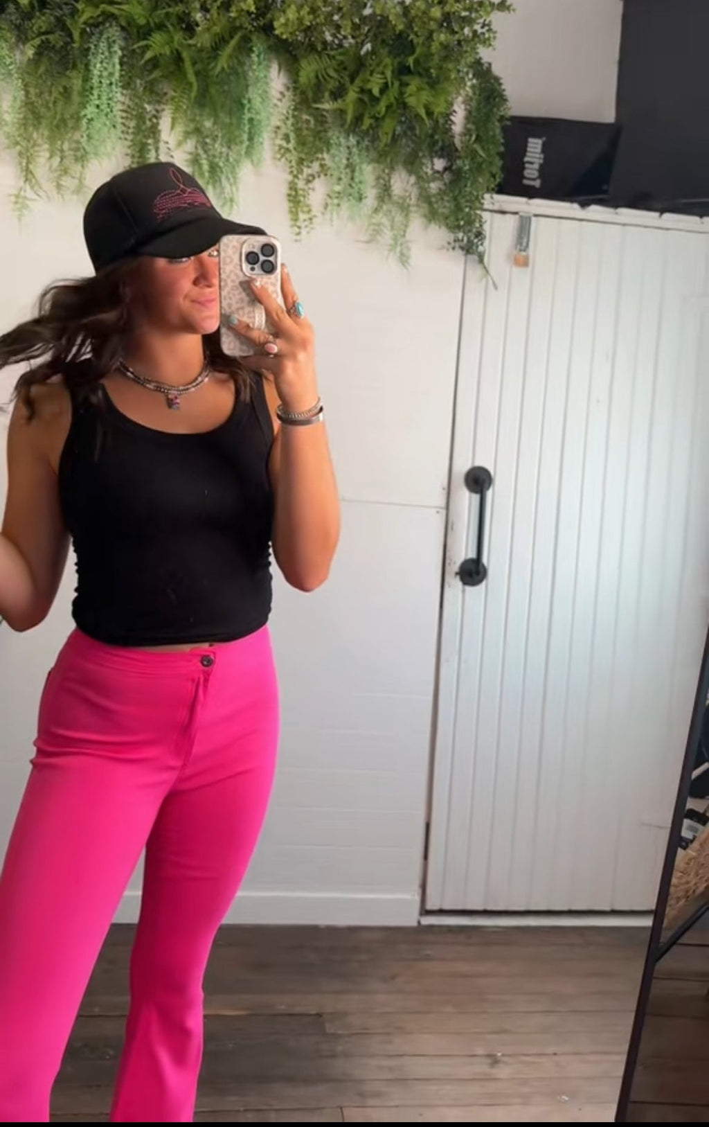 JCJQ Jeans Pink Super Stretch High-Waist Bell Bottom Pants — Vibrant Pink Retro Western Flare - Rooted & Reckless Co.