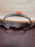 Jerome Delgarito Native American Sterling Silver & Spiny Oyster Bracelet — Delgarito Hallmark - Rooted & Reckless Co.