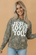 JESUS LOVES YOU Camo Graphic Print Hoodie - Rooted & Reckless Co.
