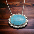 Jimson Belin Navajo Sterling Silver Necklace with Kingman Turquoise — 16" - Rooted & Reckless Co.