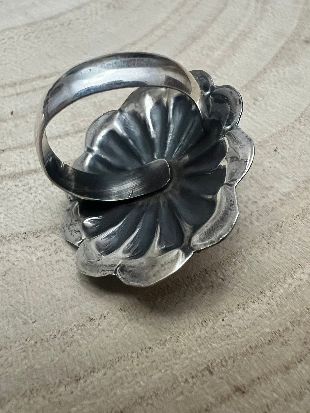 Joanee Silver Navajo Lapis Concho Adjustable Ring — Sterling Silver - Rooted & Reckless Co.