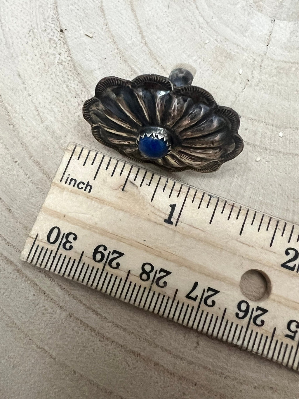 Joanee Silver Navajo Lapis Concho Adjustable Ring — Sterling Silver - Rooted & Reckless Co.