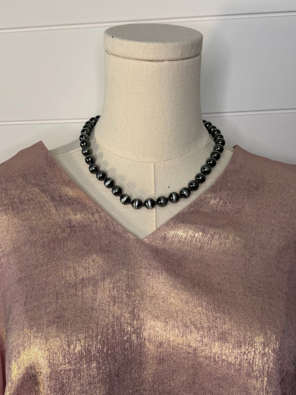 Jodifl Metallic Western V-Neck Puff Sleeve Blouse — Lightweight Elegant Layering Piece - Rooted & Reckless Co.
