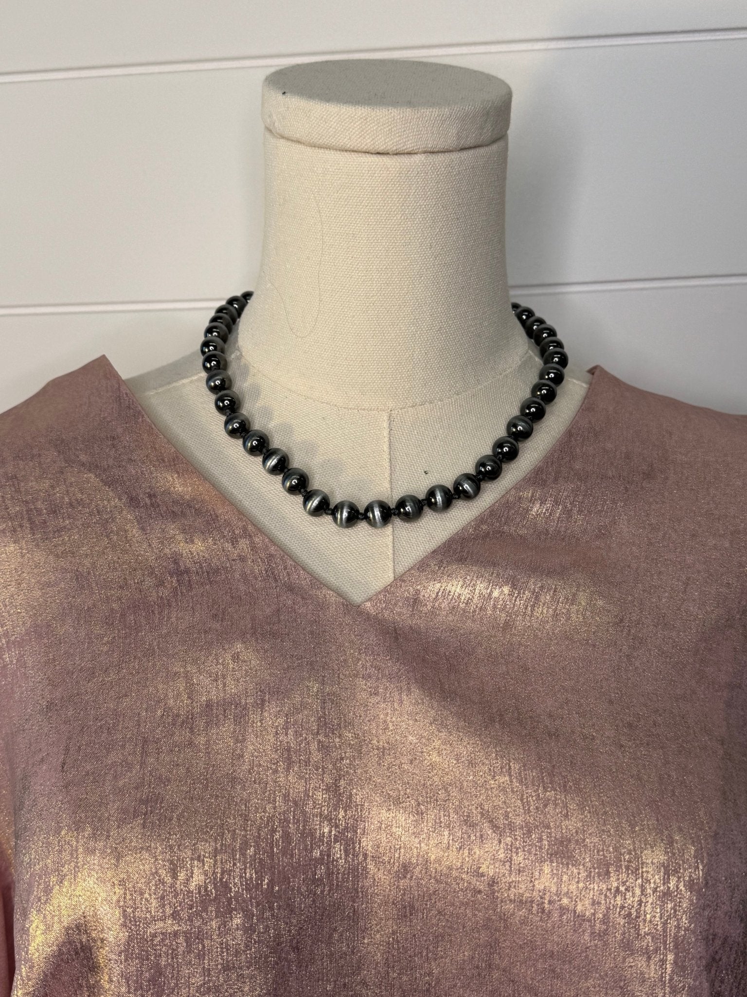 Jodifl Metallic Western V-Neck Puff Sleeve Blouse — Lightweight Elegant Layering Piece - Rooted & Reckless Co.