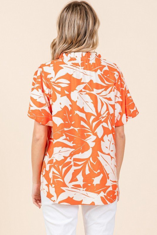Jodifl Print Puffed Sleeves Western Top — Frilled Neck with Adjustable Fit Lightweight Layering - Rooted & Reckless Co.