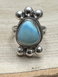 Joelias Draper Navajo Sterling Silver Ring with Golden Hills Turquoise — Adjustable (Hallmarked Draper) - Rooted & Reckless Co.