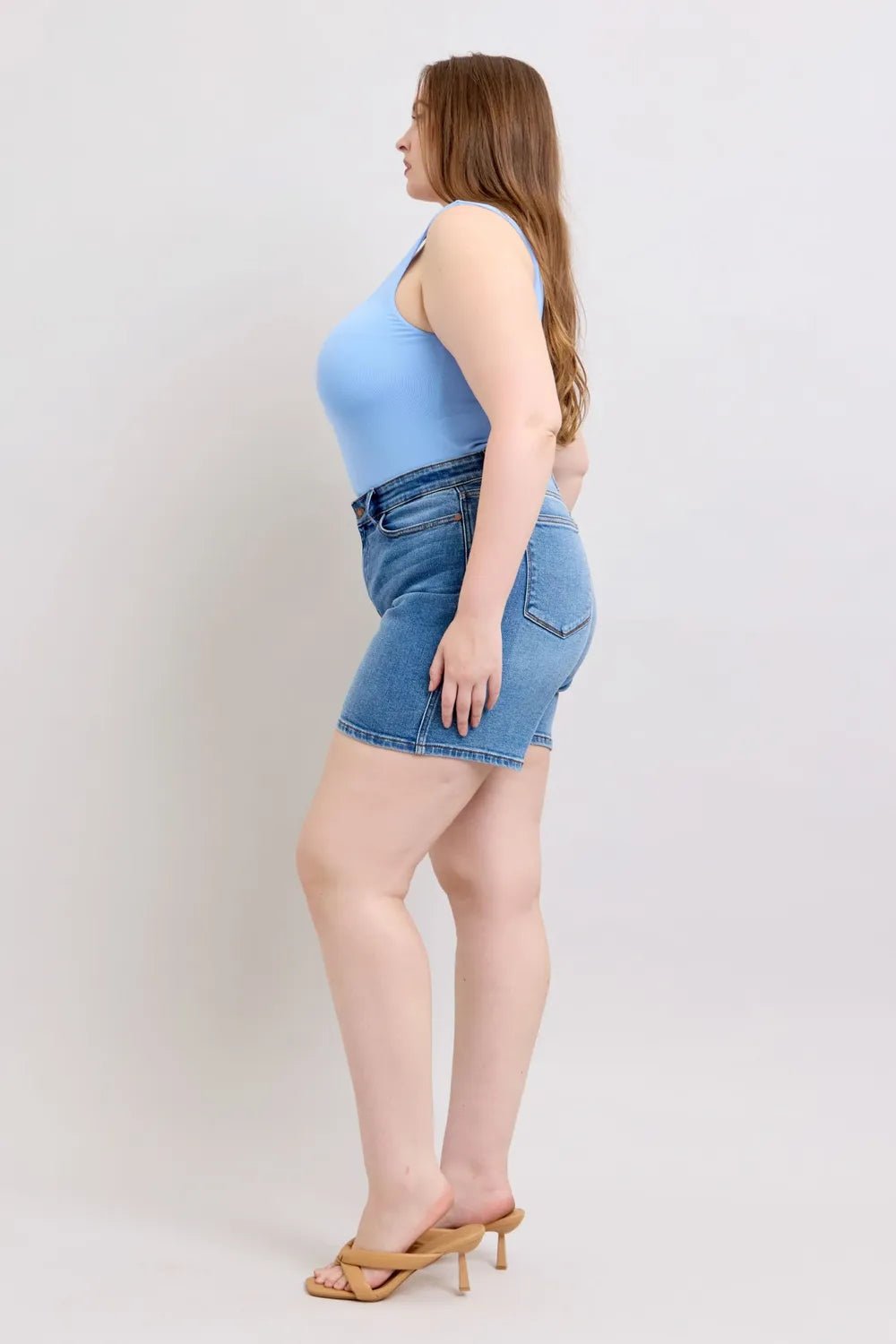 Judy Blue Full Size 2 Button Denim Shorts with Pockets Plus Size - Rooted & Reckless Co.