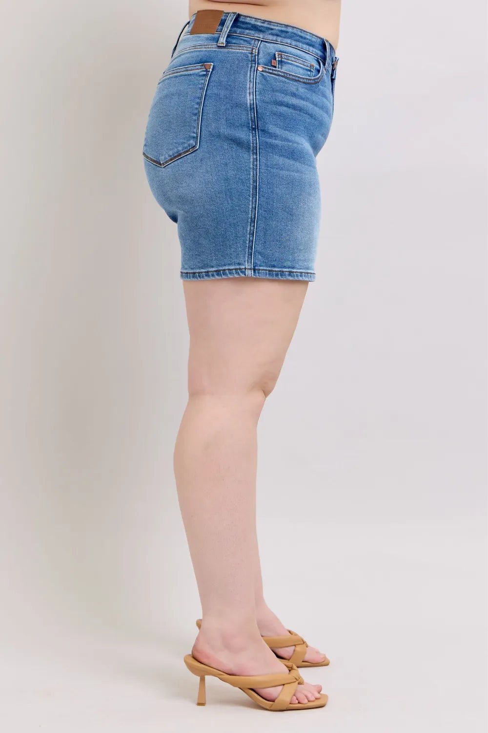 Judy Blue Full Size 2 Button Denim Shorts with Pockets Plus Size - Rooted & Reckless Co.