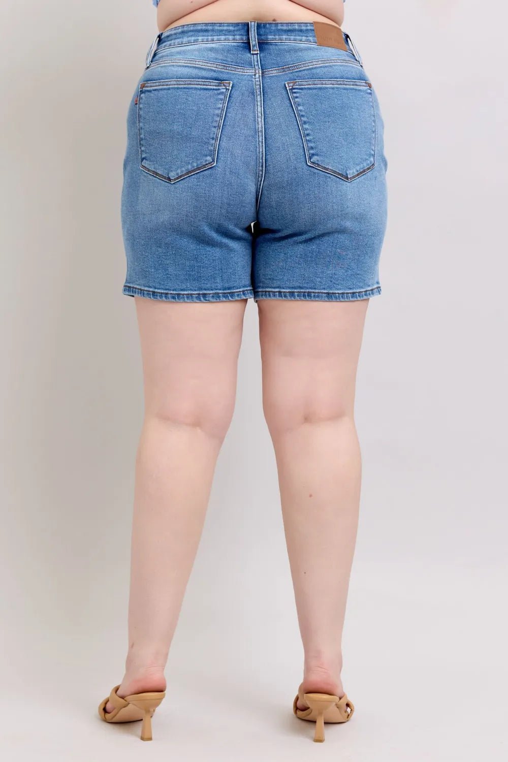 Judy Blue Full Size 2 Button Denim Shorts with Pockets Plus Size - Rooted & Reckless Co.